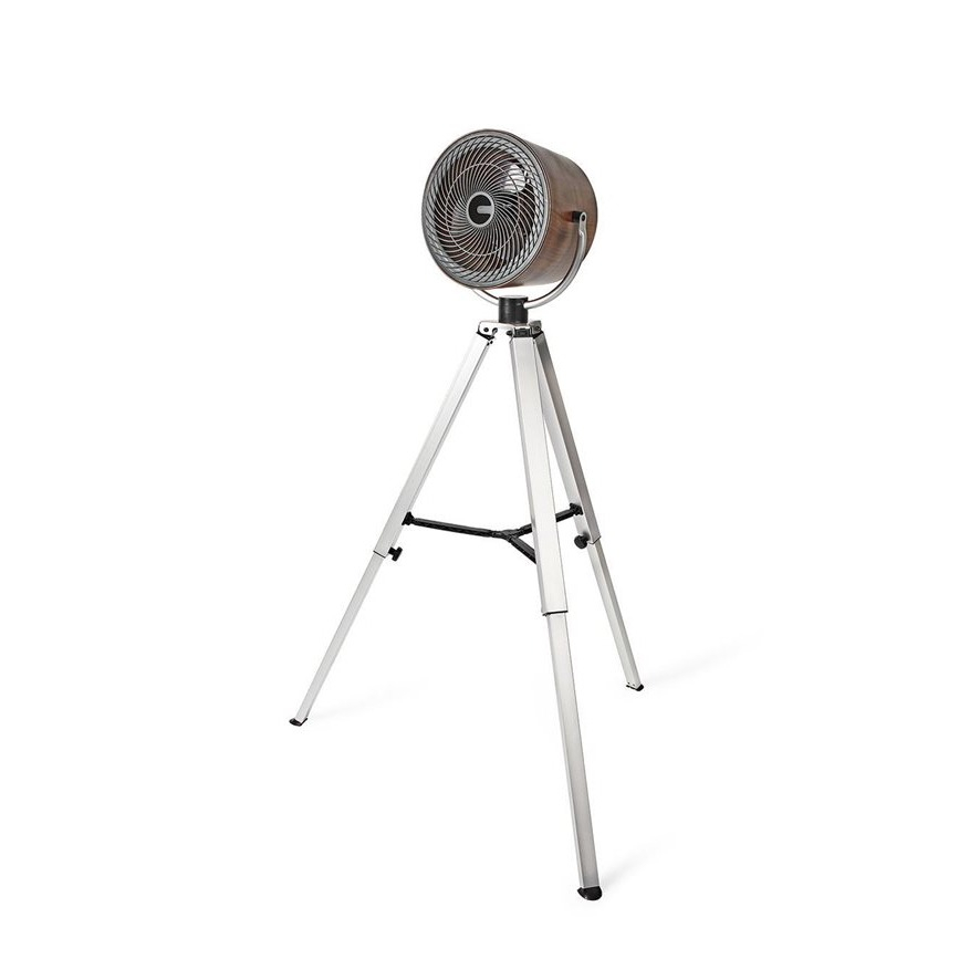 Image of Nedis - 10 Zoll 45W Dreibein Ventilator Tripod Lüfter im Retro Look mit 3 Stufen Verstellbar 90-130cm (FNTR20CWD10) - Holz Look bei Apfelkiste.ch