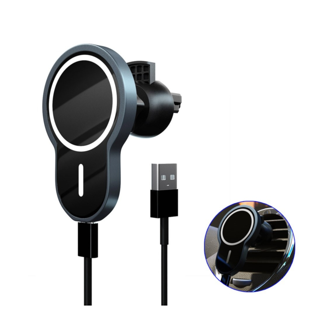 Image of (15W) MagSafe Auto KFZ Halterung für Lüftungsgitter Air Frame + USB C Ladekabel (1m) - Schwarz bei Apfelkiste.ch