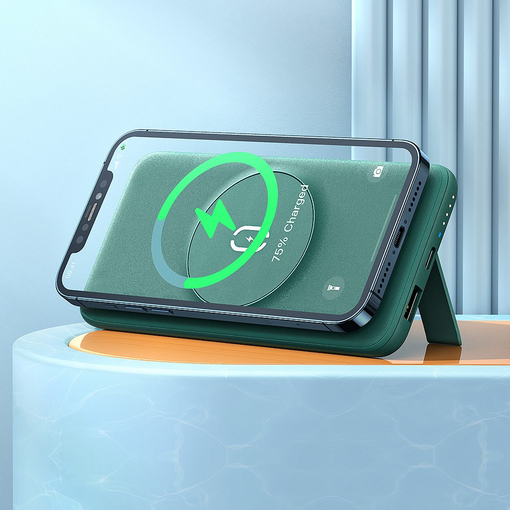 Image of Mcdodo - (20W) 10000mAh Qi Wireless MagSafe Ladegerät PD Fast Charge USB C Power Bank mit Power Delivery + Klappbarer Ständer - Grün bei Apfelkiste.ch