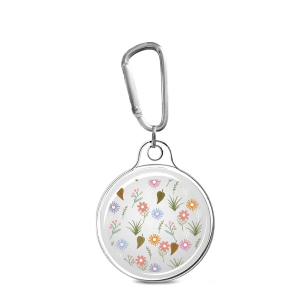 Image of Apple AirTag Anhänger Gummi Case Hülle Schlüsselanhänger mit Karabinerhaken - Blumen + Blätter bei Apfelkiste.ch