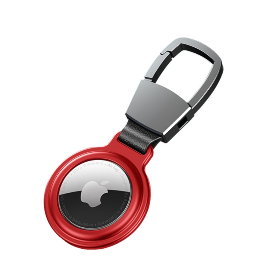 Image of Apple AirTag Magnetische Alu Anhänger Hülle Schlüsselanhänger mit Karabinerhaken (Magnet-Technologie) - Rot bei Apfelkiste.ch