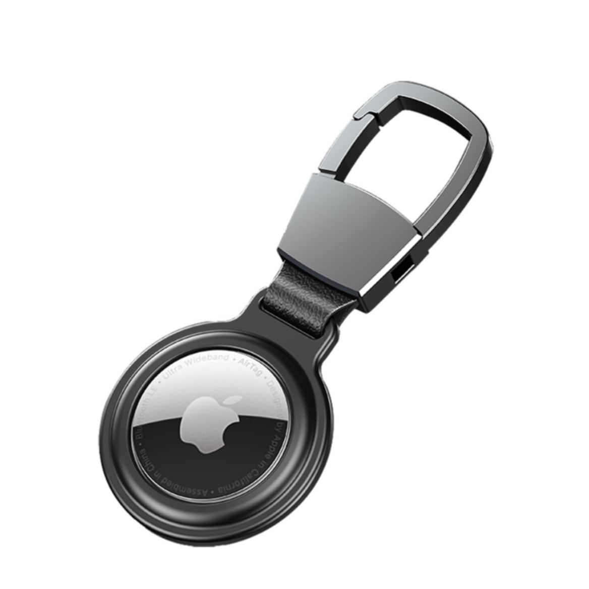 Image of Apple AirTag Magnetische Alu Anhänger Hülle Schlüsselanhänger mit Karabinerhaken (Magnet-Technologie) - Schwarz bei Apfelkiste.ch