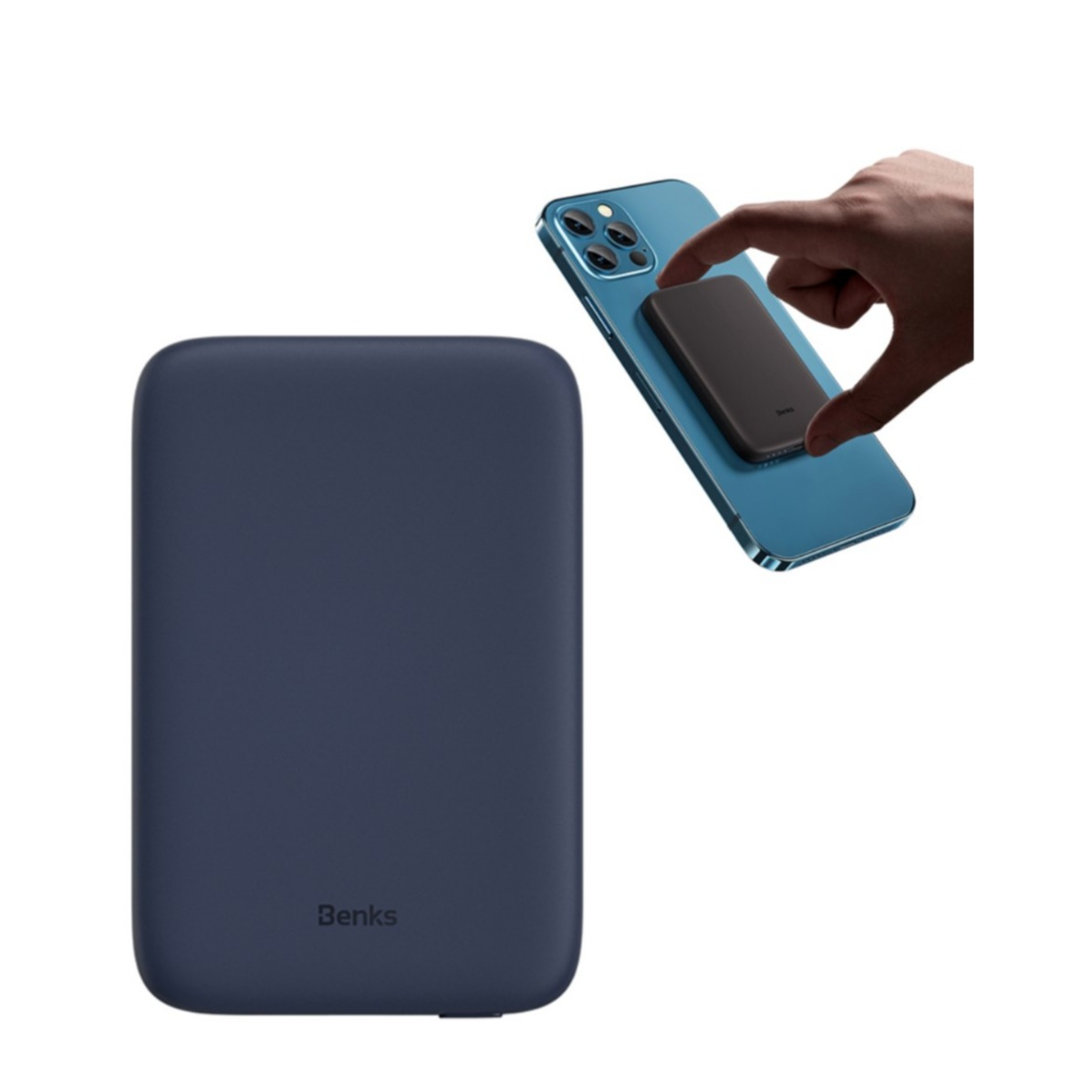 Image of Benks - (10W) 5000mAh Qi Wireless MagSafe Fast Charge Ladegerät USB C Power Bank - Dunkelblau bei Apfelkiste.ch