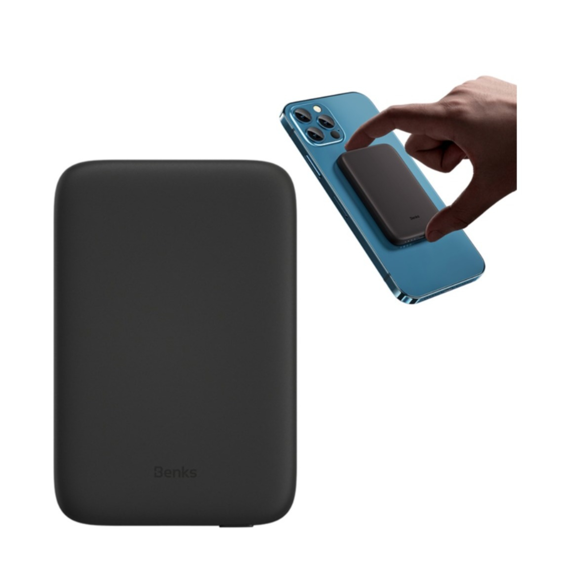 Image of Benks - (10W) 5000mAh Qi Wireless MagSafe Fast Charge Ladegerät USB C Power Bank - Schwarz bei Apfelkiste.ch