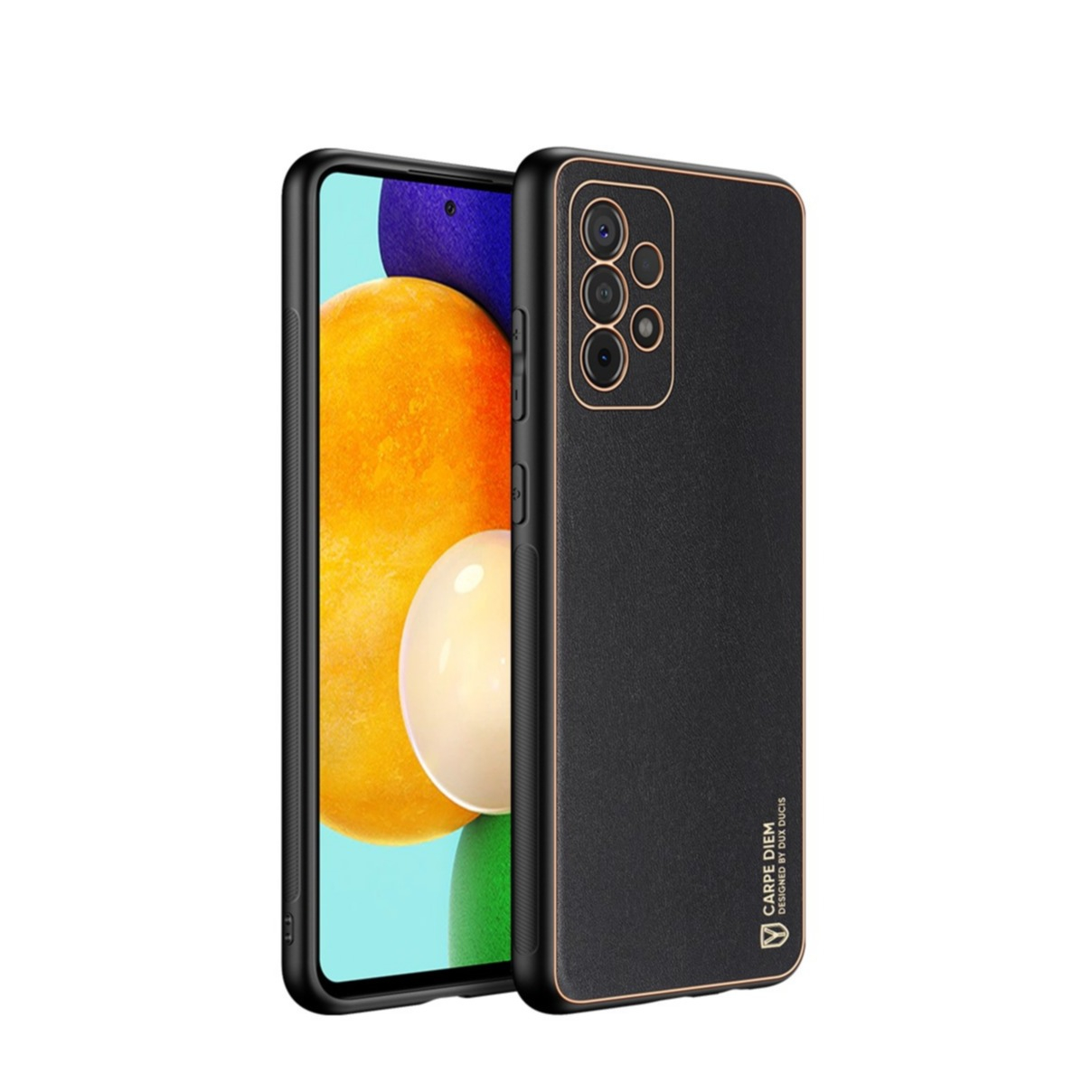 Image of Dux Ducis - Samsung Galaxy A52s 5G / A52 (5G) Galvanisierte Hardcase Hülle mit Lederüberzug - Schwarz bei Apfelkiste.ch