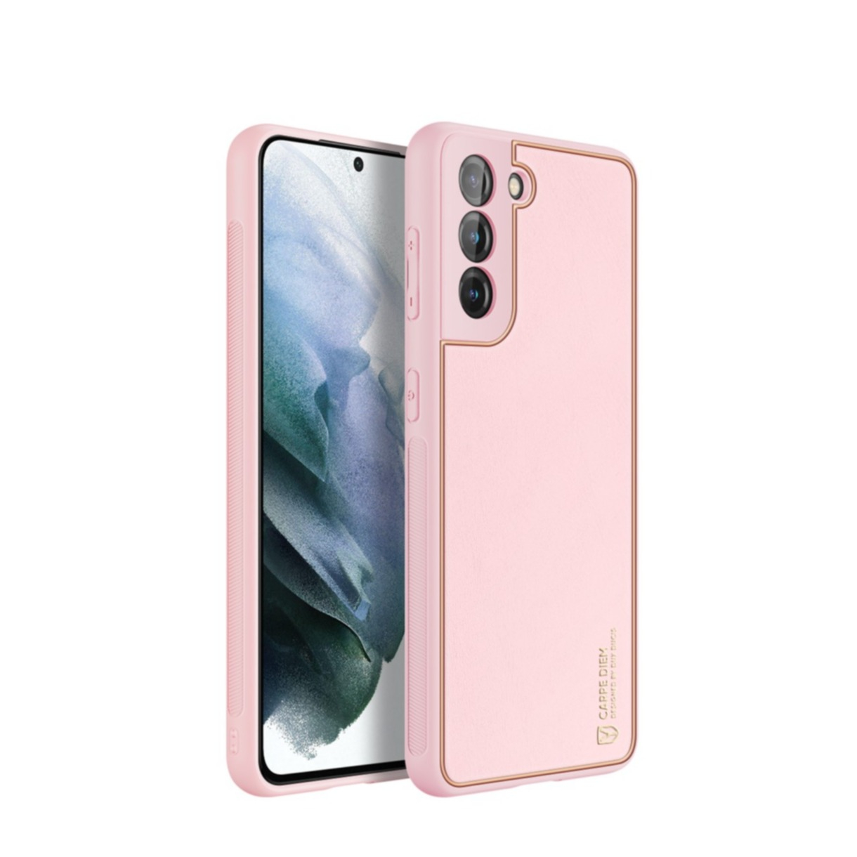 Image of Dux Ducis - Samsung Galaxy S21 FE 5G Galvanisierte Hardcase Hülle mit Lederüberzug - Rosa bei Apfelkiste.ch