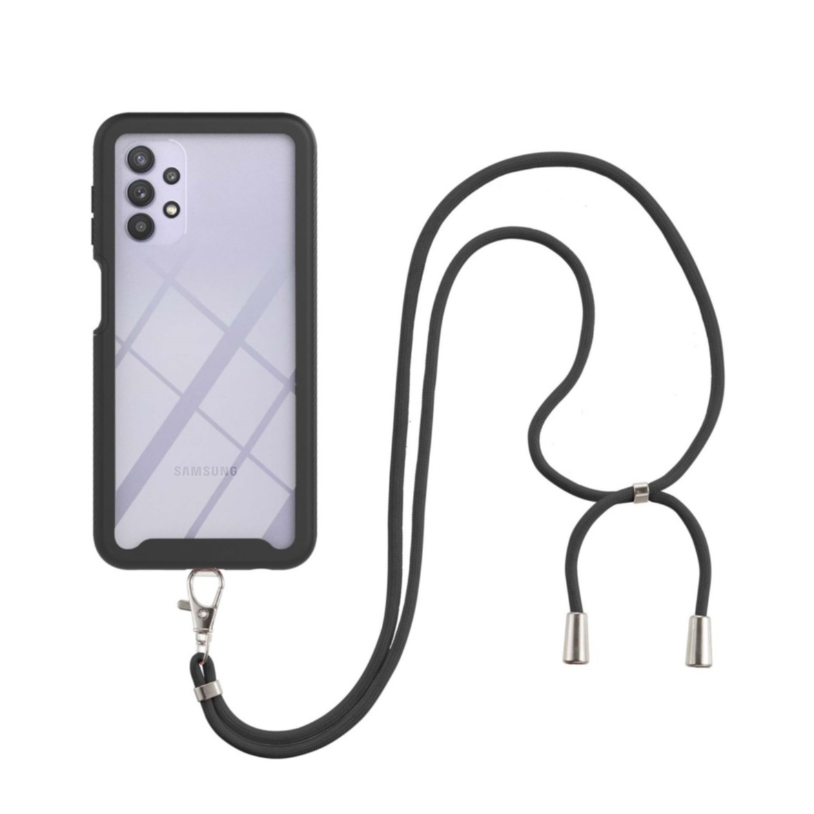 Image of Samsung Galaxy A32 5G Hybrid Hülle Shock Proof + Necklace Handykette (130cm) - Schwarz bei Apfelkiste.ch