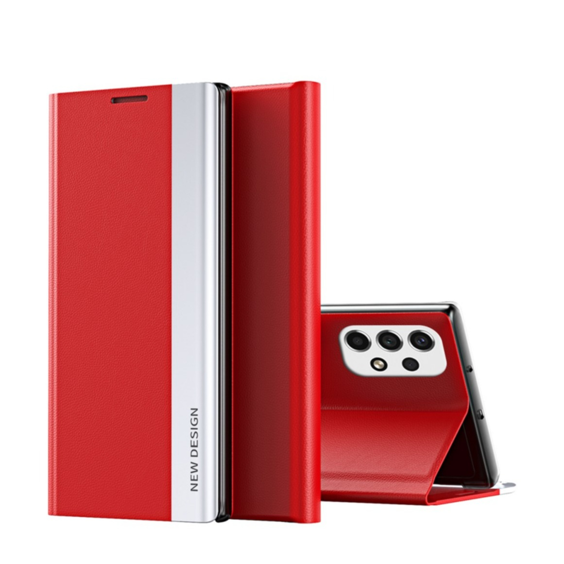 Image of Samsung Galaxy A33 5G Leder Tasche Flip Cover + Magnetverschluss - Rot bei Apfelkiste.ch