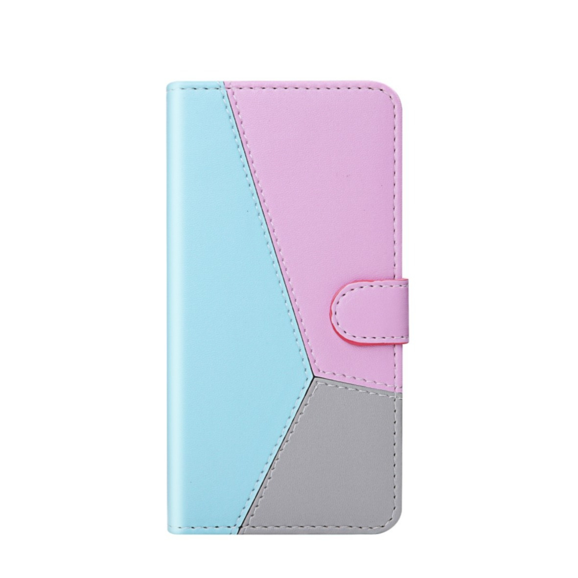 Image of Samsung Galaxy A33 5G Leder Tasche Flip Cover mit Kartenfächern Geometrisches Design - Blau / Rosa / Grau bei Apfelkiste.ch