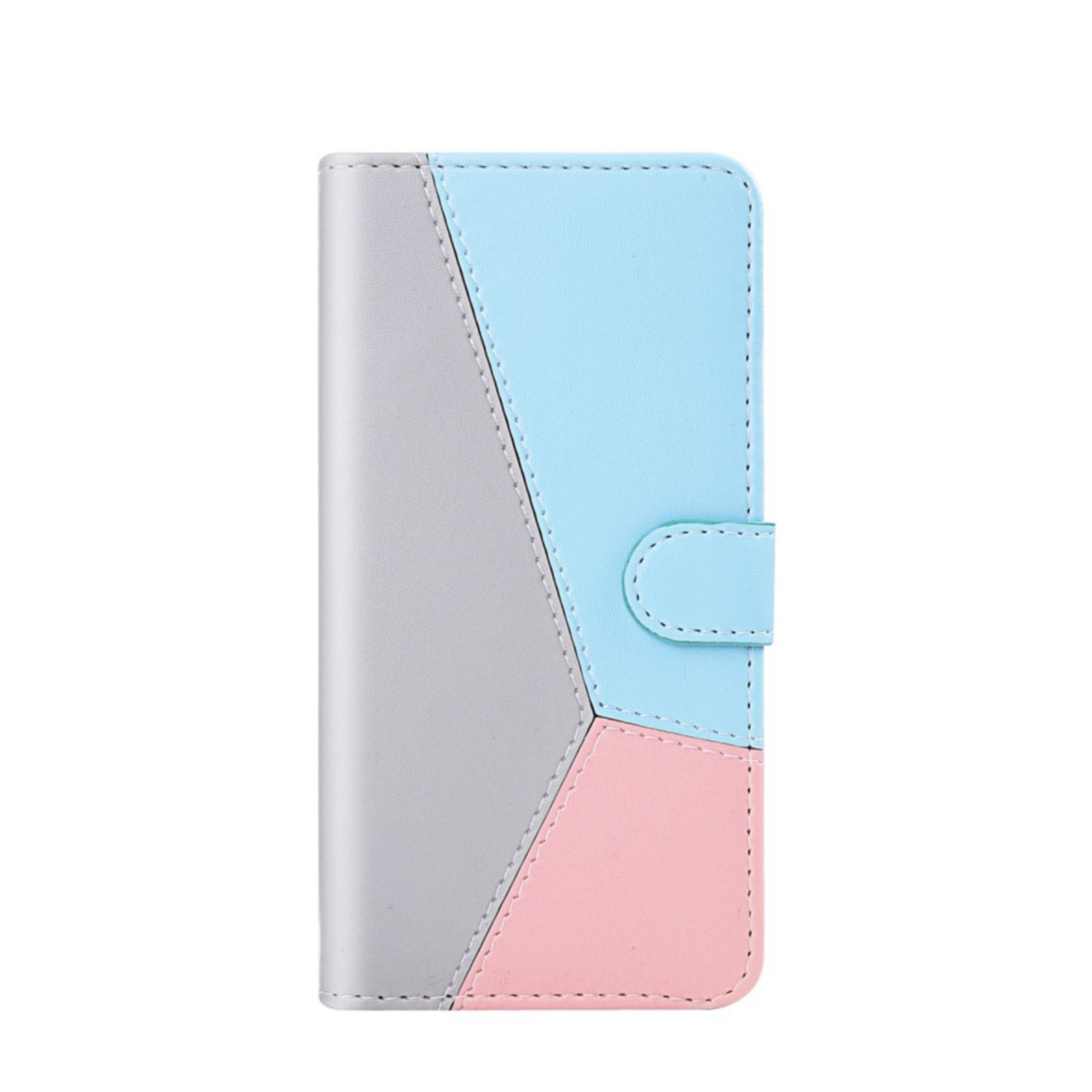 Image of Samsung Galaxy A33 5G Leder Tasche Flip Cover mit Kartenfächern Geometrisches Design - Grau / Blau / Rosa bei Apfelkiste.ch