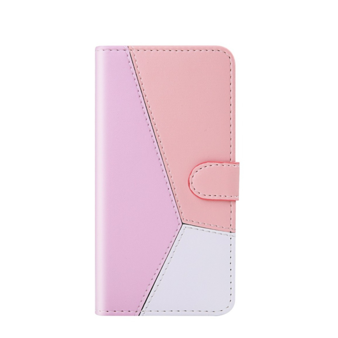 Image of Samsung Galaxy A33 5G Leder Tasche Flip Cover mit Kartenfächern Geometrisches Design - Rosa / Coral / Weiss bei Apfelkiste.ch