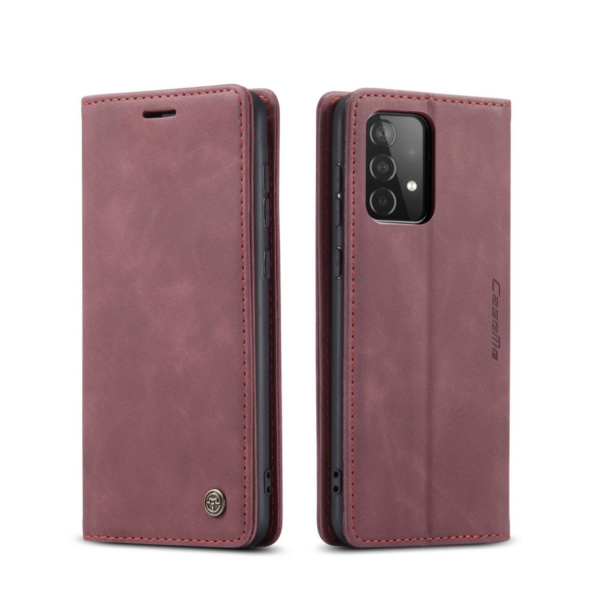 Image of Caseme - Samsung Galaxy A52s 5G / A52 (5G) Leder Tasche Flip Wallet Etui mit Kartenfächern - Rot bei Apfelkiste.ch