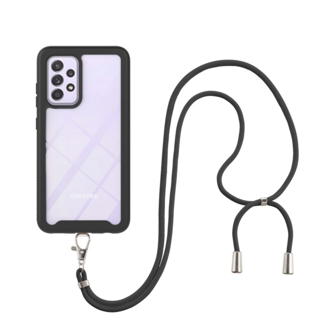 Image of Samsung Galaxy A52s 5G / A52 (5G) Hybrid Hülle Shock Proof + Necklace Handykette (130cm) - Schwarz bei Apfelkiste.ch