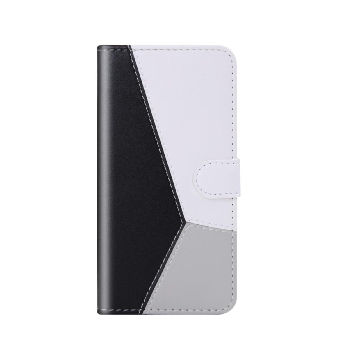 Image of Samsung Galaxy A53 5G Leder Tasche Flip Cover mit Kartenfächern Geometrisches Design - Schwarz / Weiss / Grau bei Apfelkiste.ch