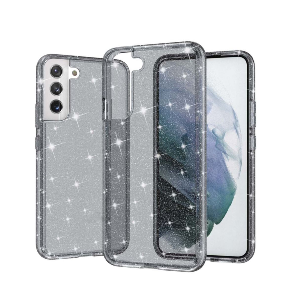 Image of Samsung Galaxy S22 5G Hybrid Hardcase Schutzhülle im Glitzer Design - Schwarz / Transparent bei Apfelkiste.ch