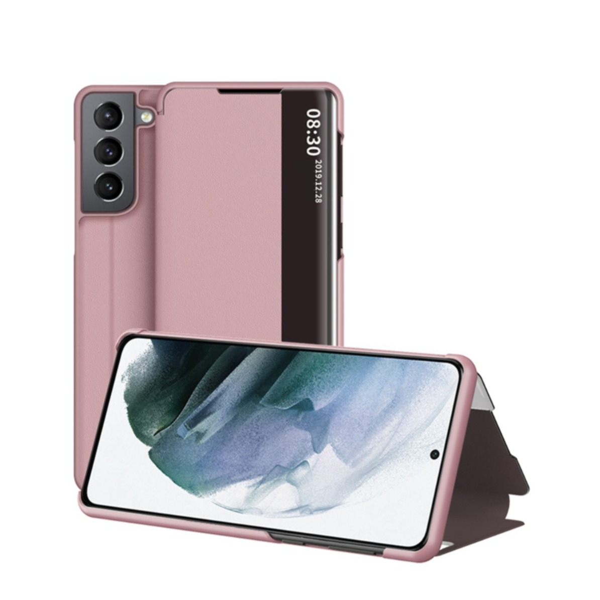 Image of Samsung Galaxy S22 5G Leder Hülle Slim Window View Flip Case - Rosa bei Apfelkiste.ch
