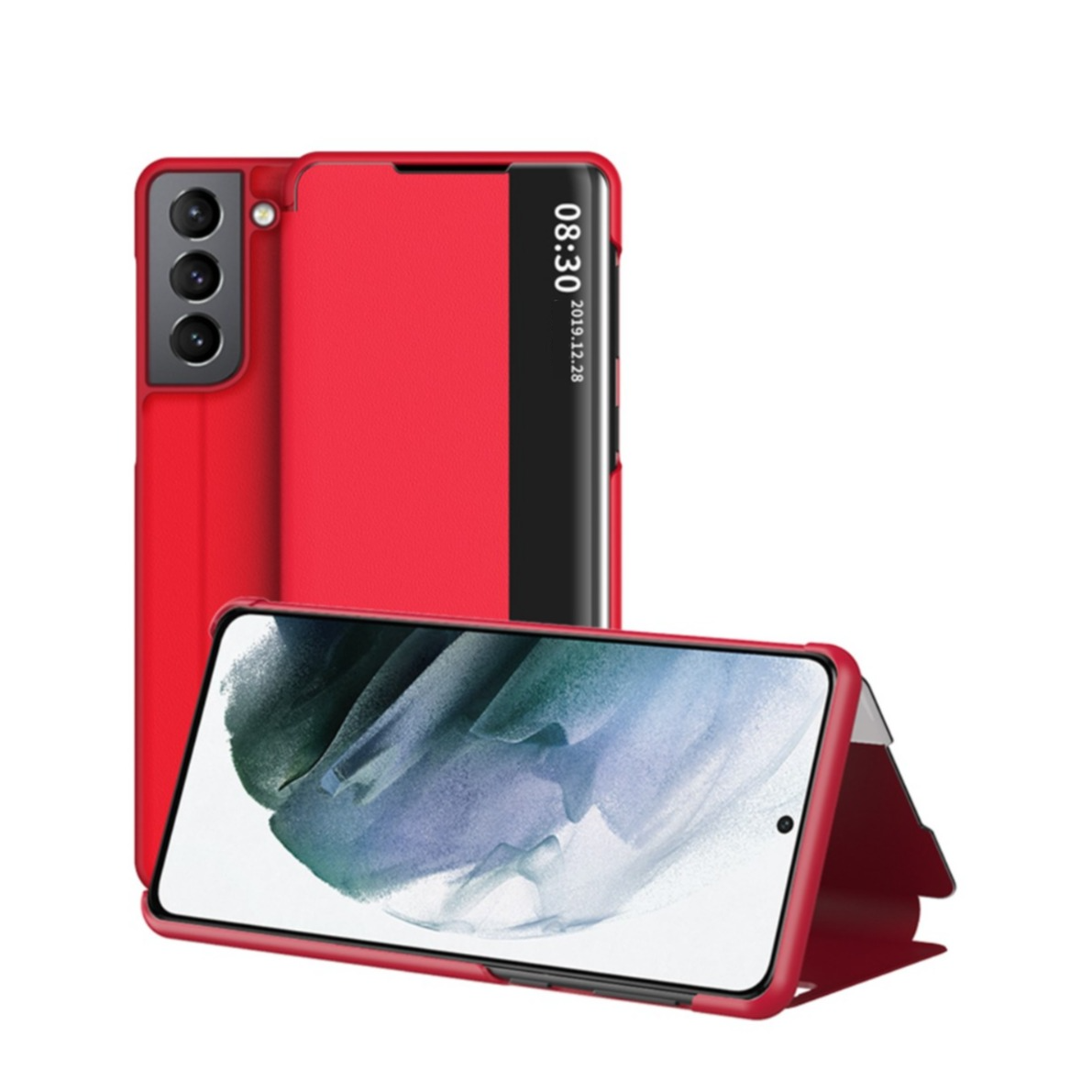 Image of Samsung Galaxy S22 5G Leder Hülle Slim Window View Flip Case - Rot bei Apfelkiste.ch