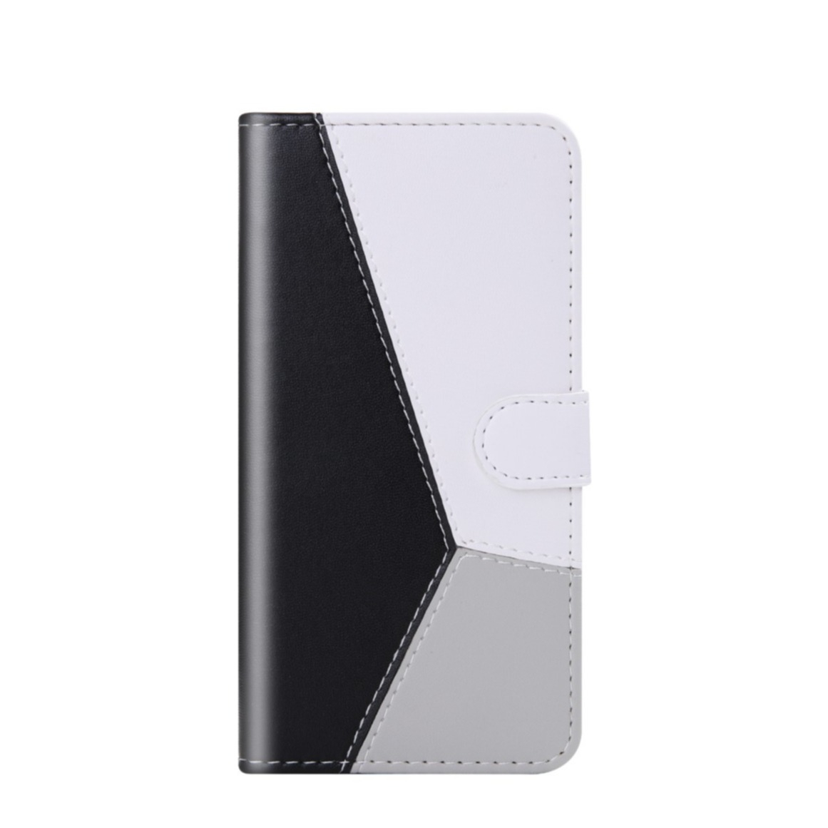 Image of Samsung Galaxy S22 5G Leder Tasche Flip Cover mit Kartenfächern Geometrisches Design - Schwarz / Weiss / Grau bei Apfelkiste.ch
