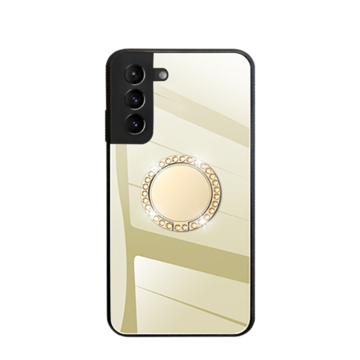 Image of Samsung Galaxy S22+ Plus 5G Hybrid Hardcase Hülle + Magnetischer Kickstand Haltering mit Spiegel - Gold bei Apfelkiste.ch