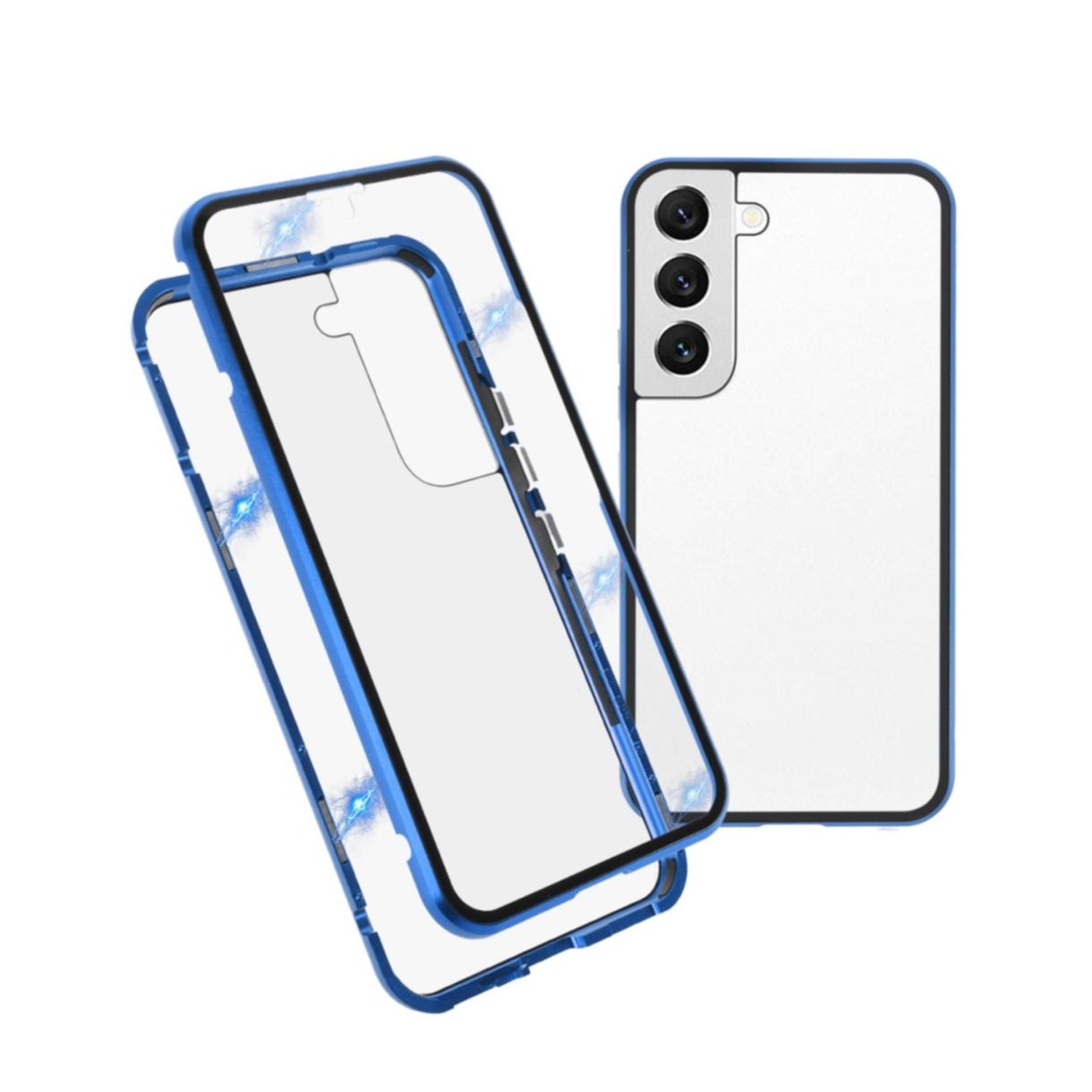 Image of Samsung Galaxy S22 5G Magnetische Alu Schutzhülle mit Panzer Glas Backcover + Displayschutz (Magnet-Technologie) - Blau bei Apfelkiste.ch