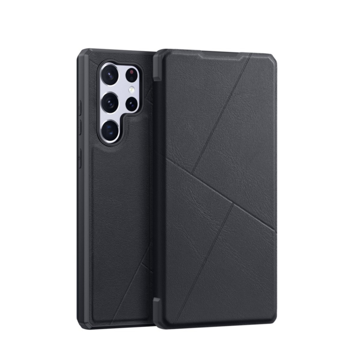 Image of Dux Ducis - Samsung Galaxy S22 Ultra 5G Magnet Flip Wallet Cover Leder Tasche Geometrisches Design - Schwarz bei Apfelkiste.ch