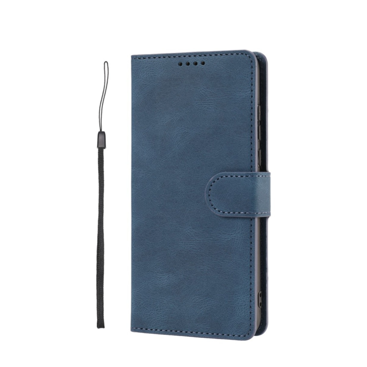 Image of Huawei P30 Lite New Edition / P30 Lite Leder Tasche Flip Cover mit Kartenfächer Vintage Look + Trageschlaufe - Blau bei Apfelkiste.ch