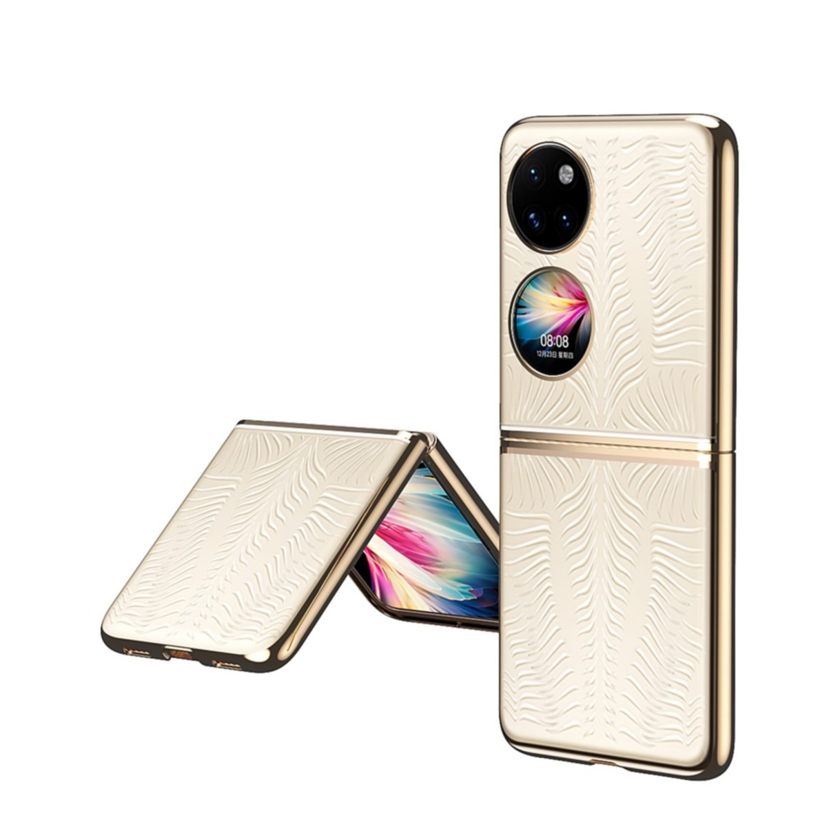 Image of Huawei P50 Pocket Hardcase Hülle mit Galvanisiertem Rahmen - Gold / Transparent bei Apfelkiste.ch