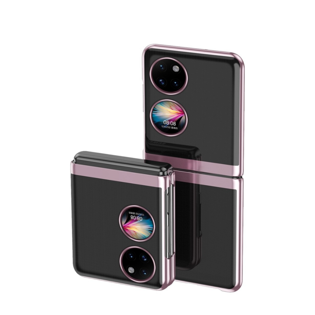 Image of Huawei P50 Pocket Hardcase Hülle mit Galvanisiertem Rahmen - Roségold / Transparent bei Apfelkiste.ch