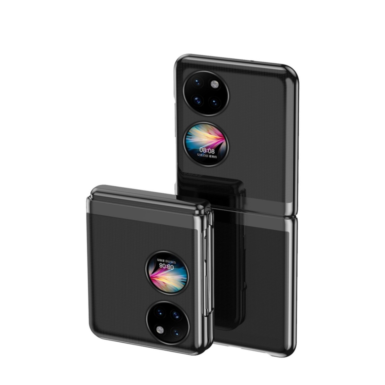 Image of Huawei P50 Pocket Hardcase Hülle mit Galvanisiertem Rahmen - Schwarz / Transparent bei Apfelkiste.ch