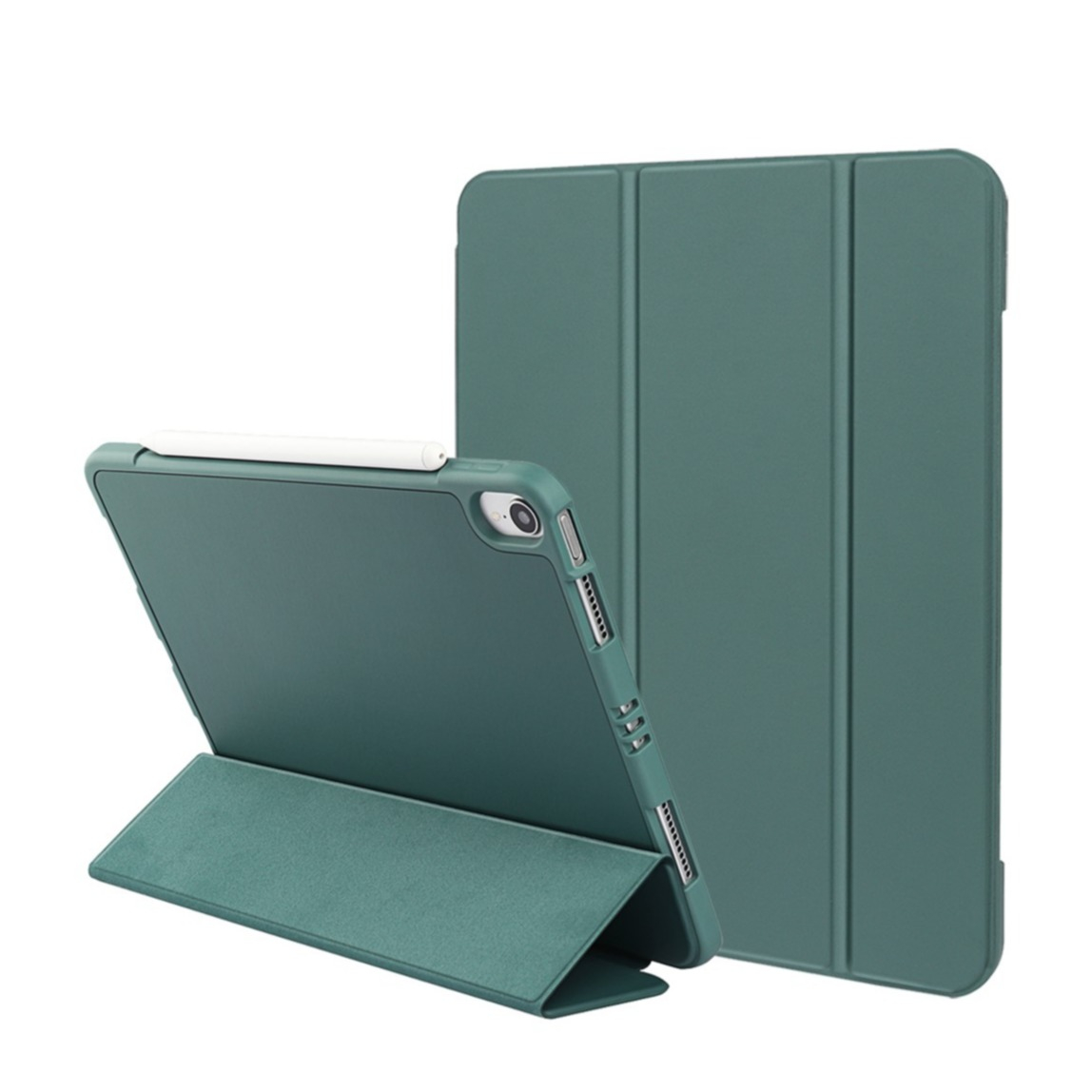 Image of iPad Air 10.9" (2022/2020) / iPad Pro 11" (2021/2020/2018) Leder Tasche Smart Case Hülle + Apple Pencil Halterung - Dunkelgrün bei Apfelkiste.ch