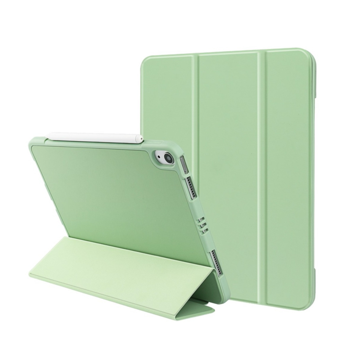 Image of iPad Air 10.9" (2022/2020) Leder Tasche Smart Case Hülle + S-Pen Halterung - Hellgrün bei Apfelkiste.ch