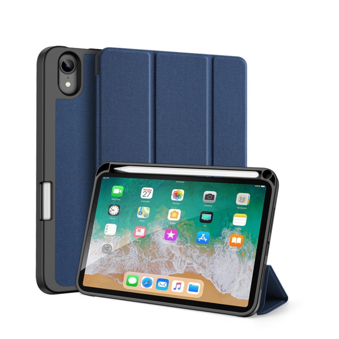 Image of Dux Ducis - iPad Mini 6 (2021) Tasche Smart Cover Hülle Stoff Design mit Apple Pencil Halterung - Dunkelblau bei Apfelkiste.ch