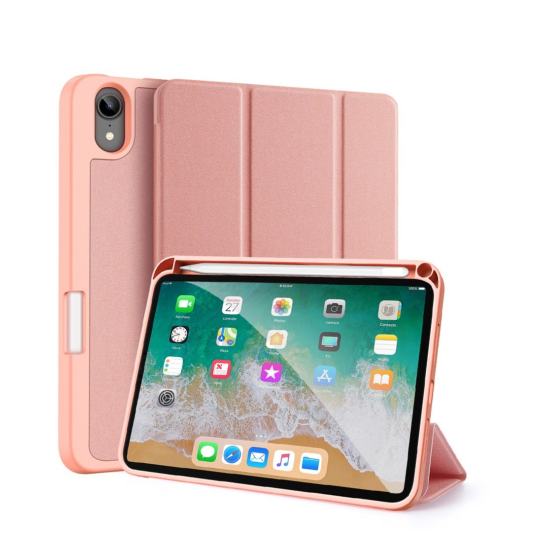 Image of Dux Ducis - iPad Mini 6 (2021) Tasche Smart Cover Hülle Stoff Design mit Apple Pencil Halterung - Rosa bei Apfelkiste.ch