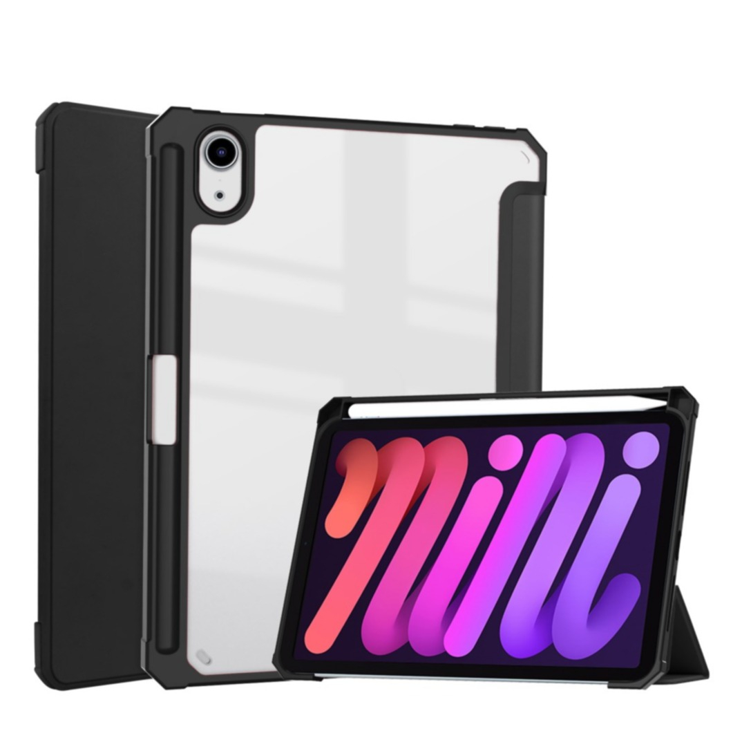Image of iPad Mini 6 (2021) Smart Cover Hybrid Hülle + Apple Pencil Halterung - Schwarz / Transparent bei Apfelkiste.ch