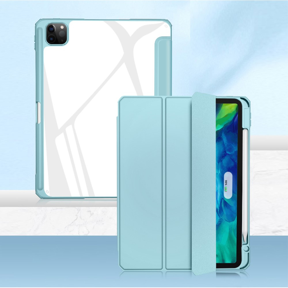 Image of iPad Pro 11" (2021/2020/2018) Smart Cover Hybrid Hülle + Apple Pencil Halterung - Hellblau / Transparent bei Apfelkiste.ch