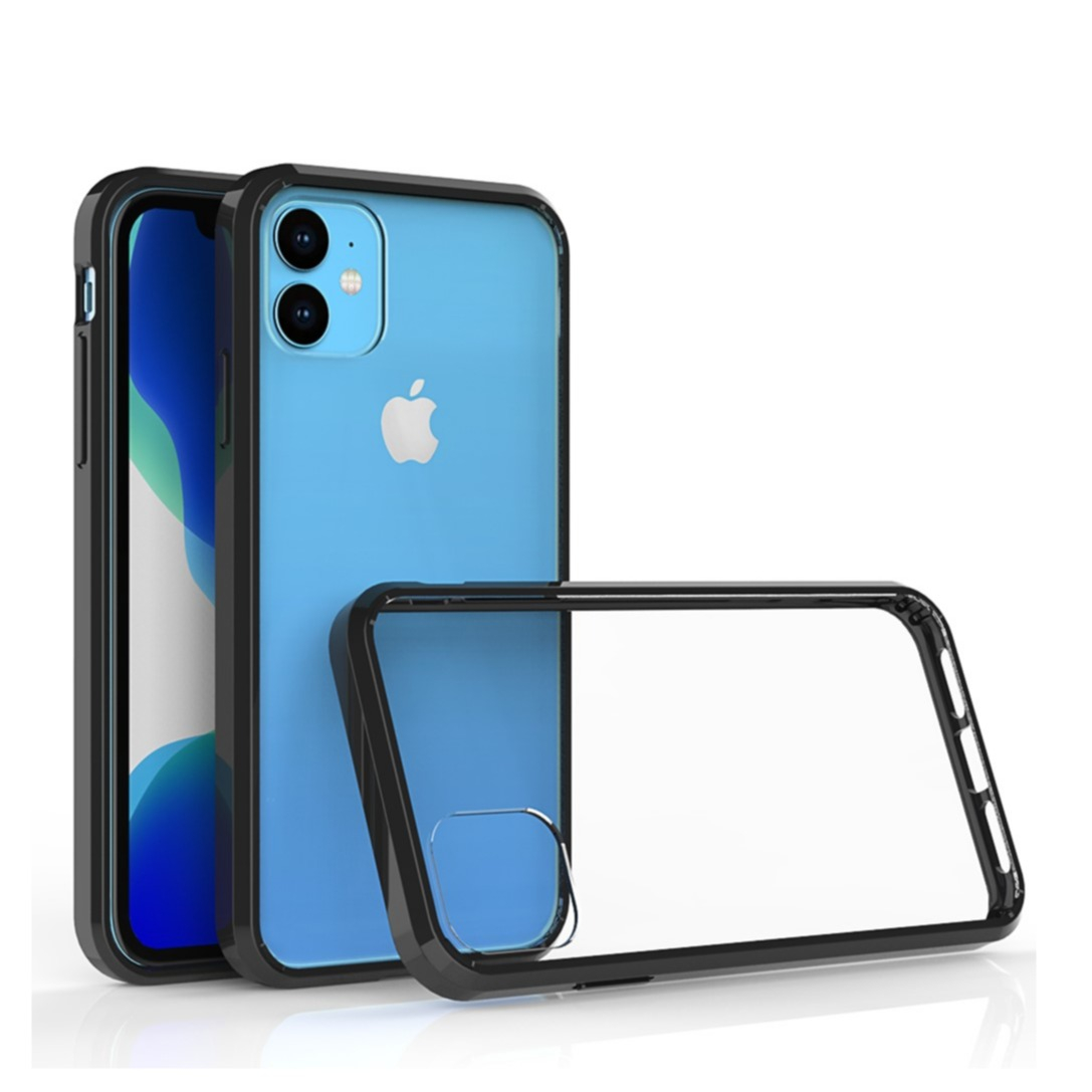 Image of iPhone 11 Hybrid Bumper Hülle mit Acryl Rückseite - Schwarz / Transparent bei Apfelkiste.ch