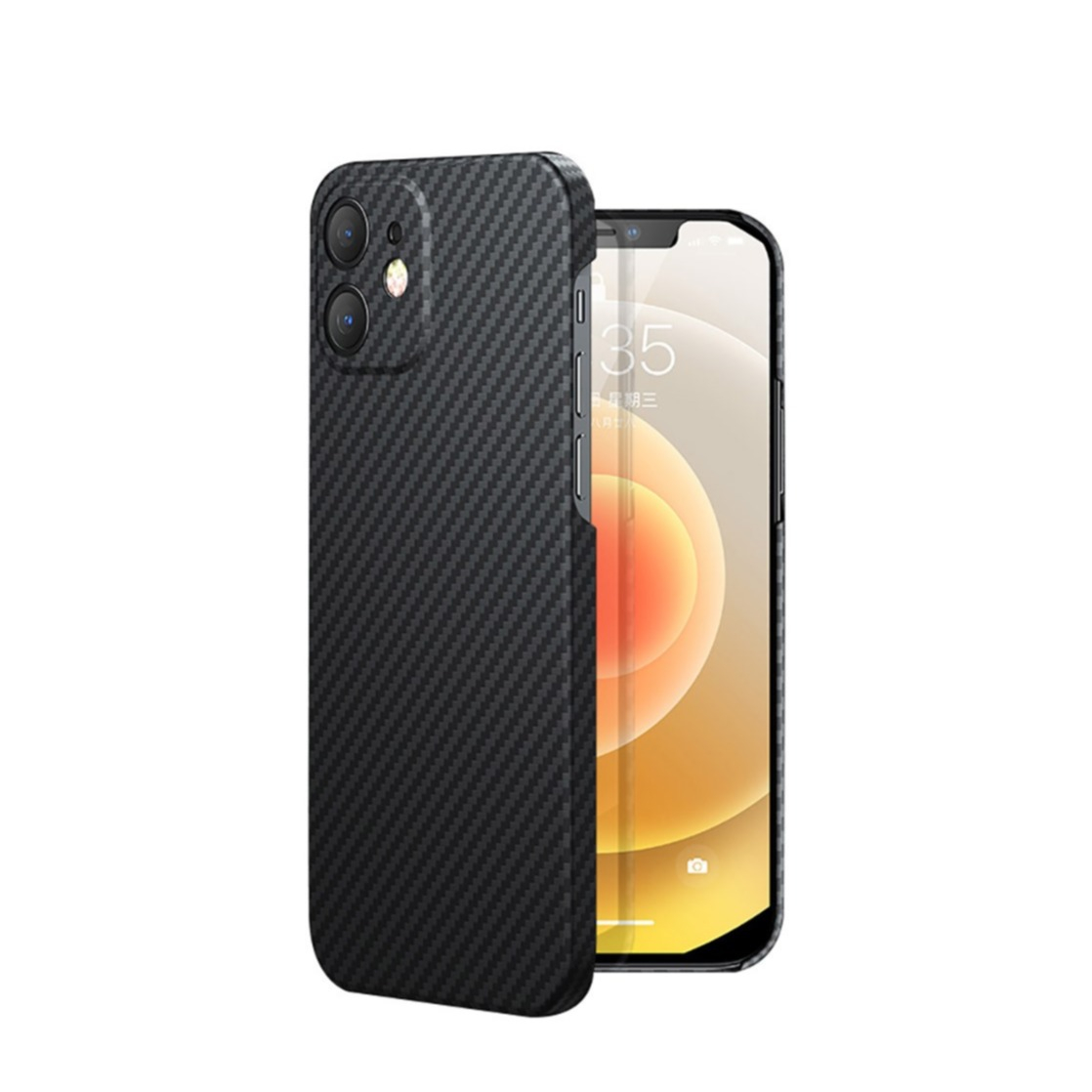 Image of Benks - iPhone 12 Aramid Schutzhülle Ultrathin 0.6mm - Schwarz (Carbon) bei Apfelkiste.ch