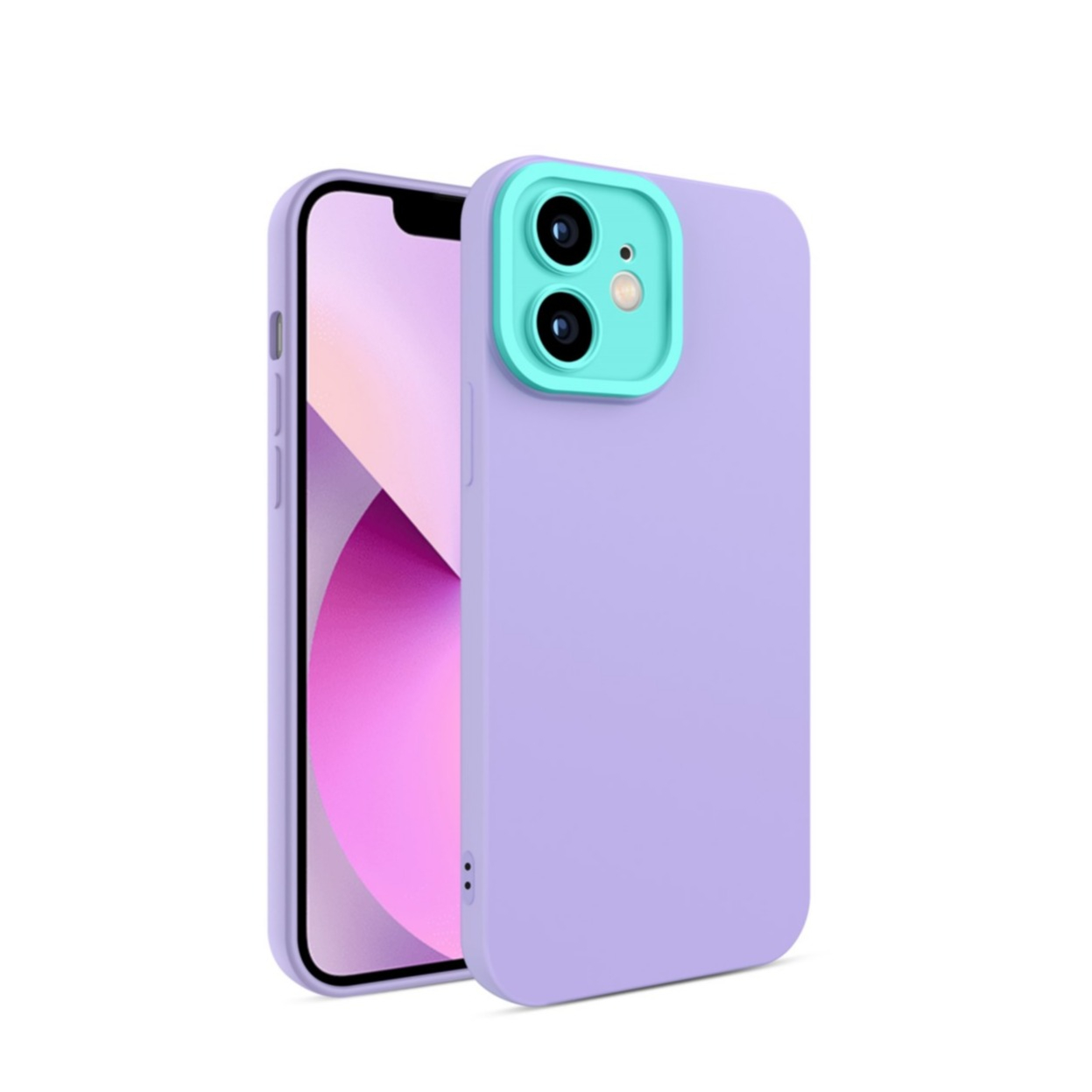 Image of iPhone 12 Gummi Case Soft Touch Hülle + Kameraschutz - Lila / Türkis bei Apfelkiste.ch