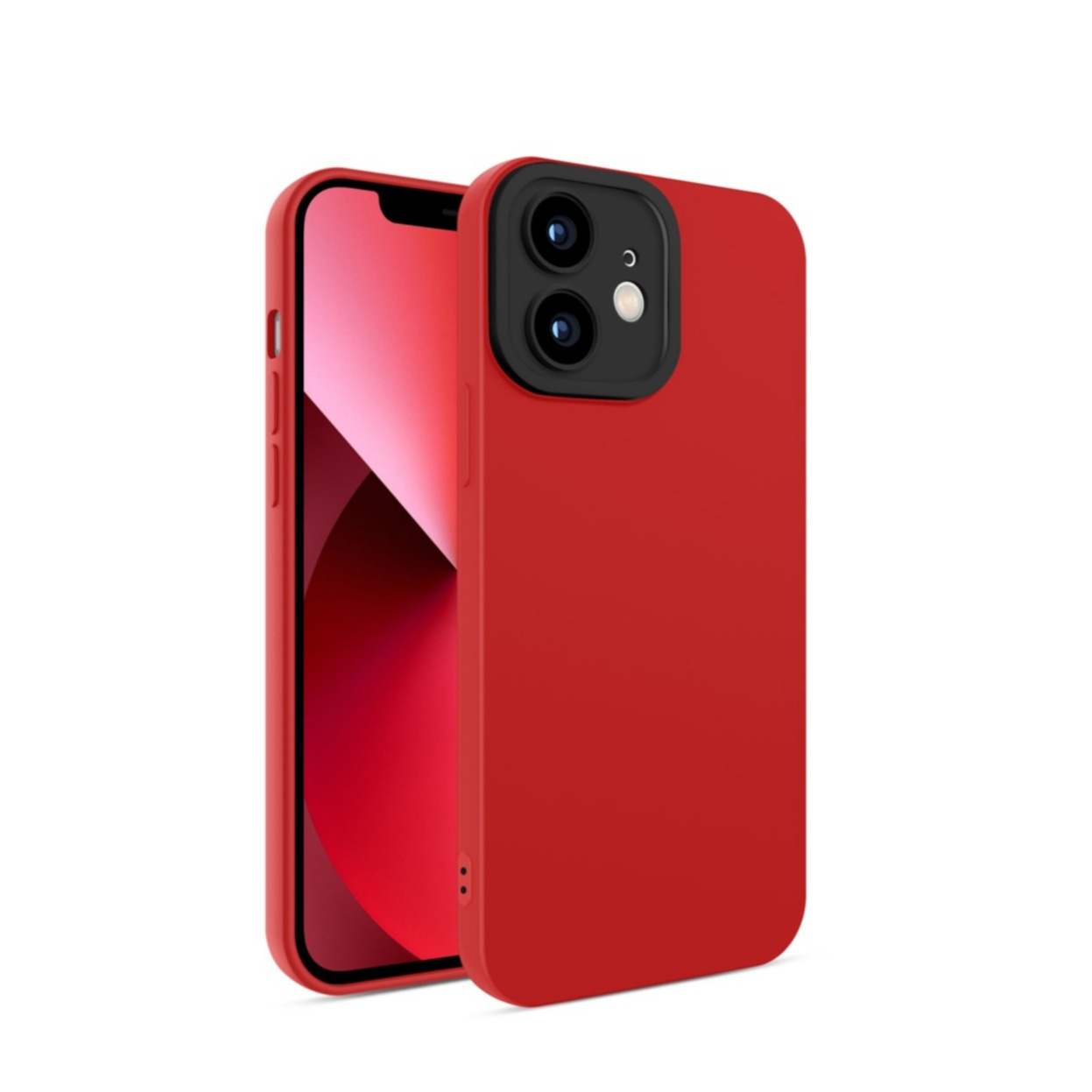 Image of iPhone 12 Gummi Case Soft Touch Hülle + Kameraschutz - Rot / Schwarz bei Apfelkiste.ch