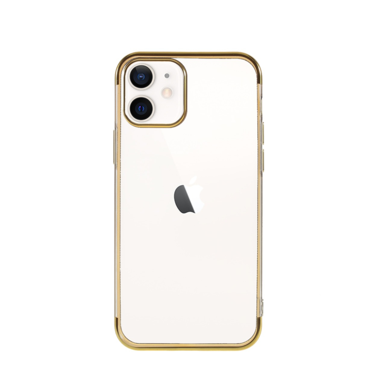 Image of iPhone 12 Mini Gummi Case Hülle Galvanisierter Rahmen - Transparent / Gold bei Apfelkiste.ch