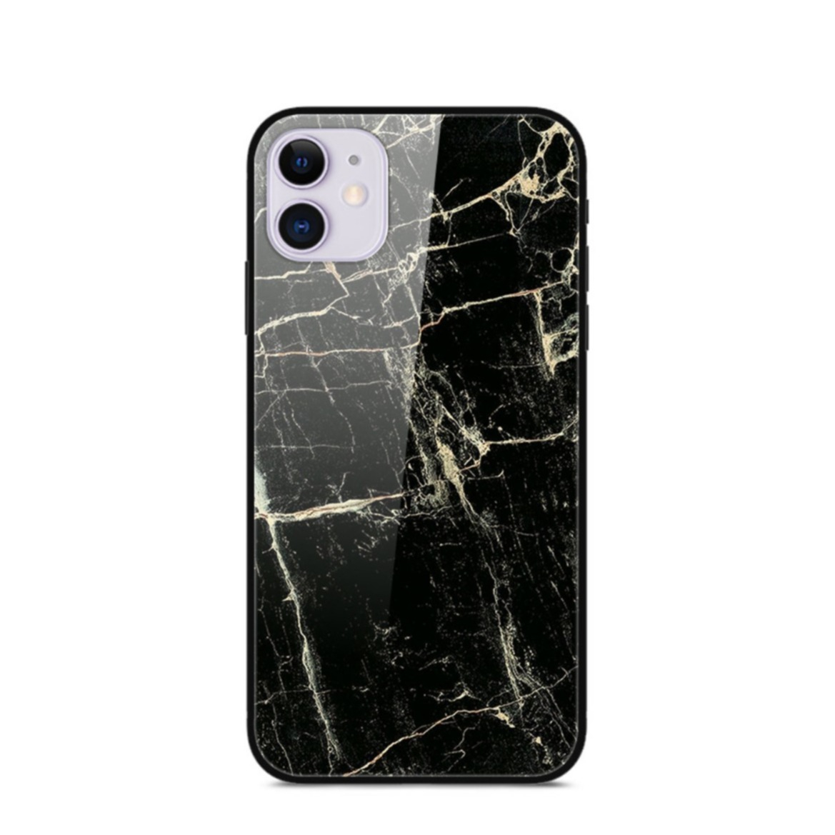 Image of iPhone 12 / iPhone 12 Pro Hybrid Case Schutzhülle Marmor Marble - Schwarz / Weiss bei Apfelkiste.ch