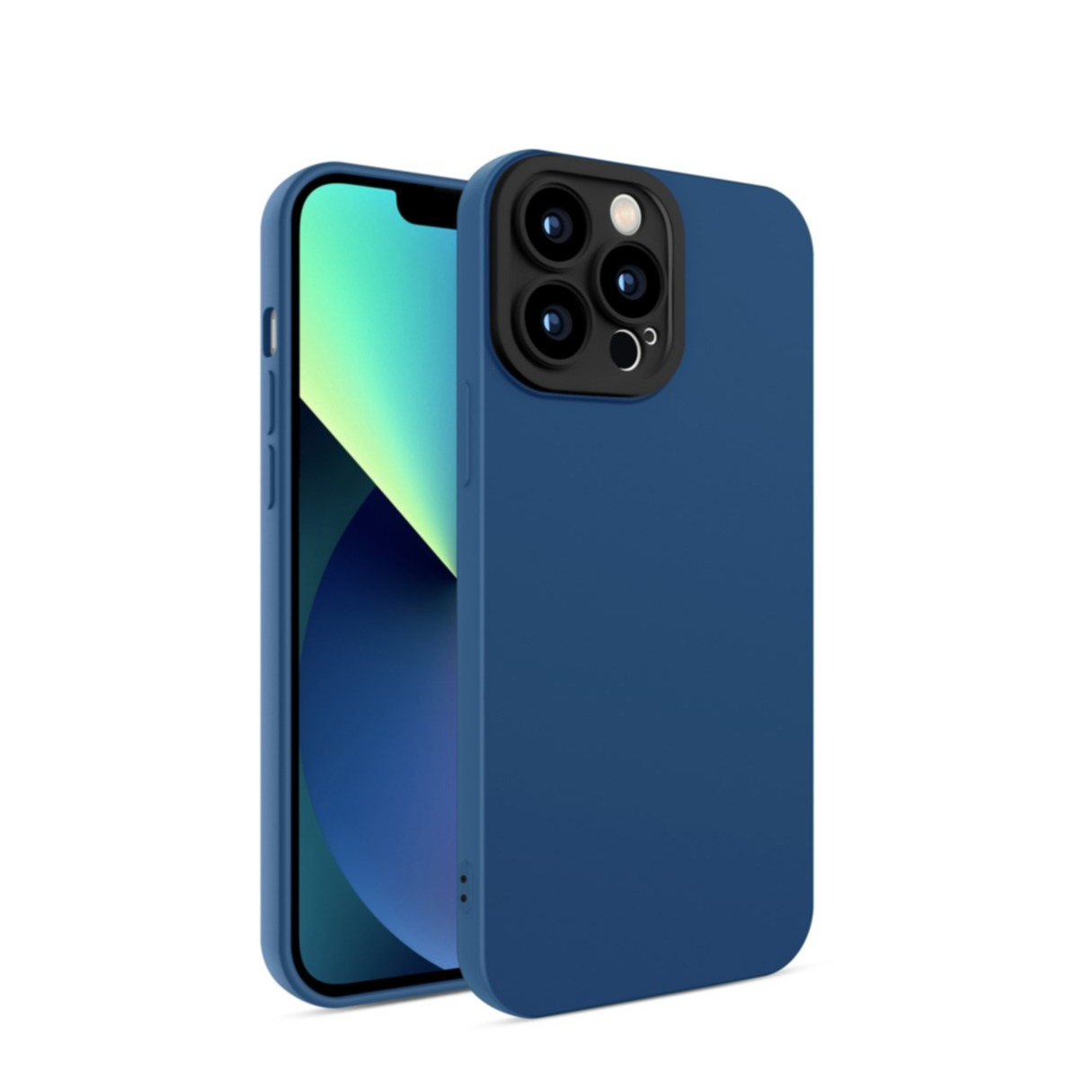 Image of iPhone 12 Pro Gummi Case Soft Touch Hülle + Kameraschutz - Blau / Schwarz bei Apfelkiste.ch