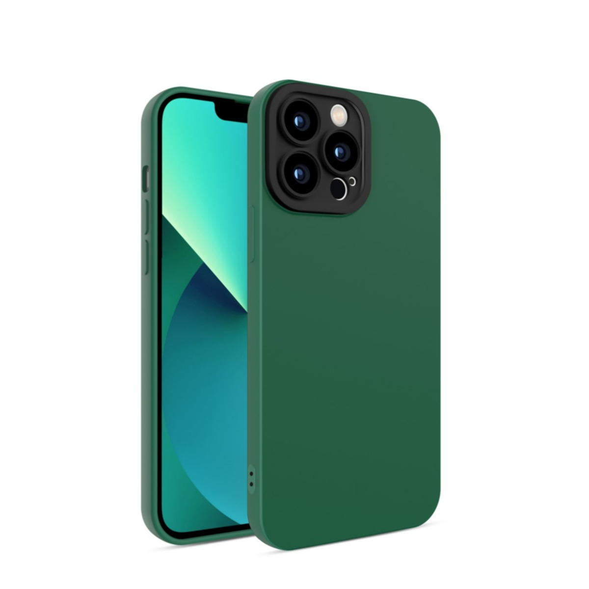 Image of iPhone 12 Pro Gummi Case Soft Touch Hülle + Kameraschutz - Grün / Schwarz bei Apfelkiste.ch