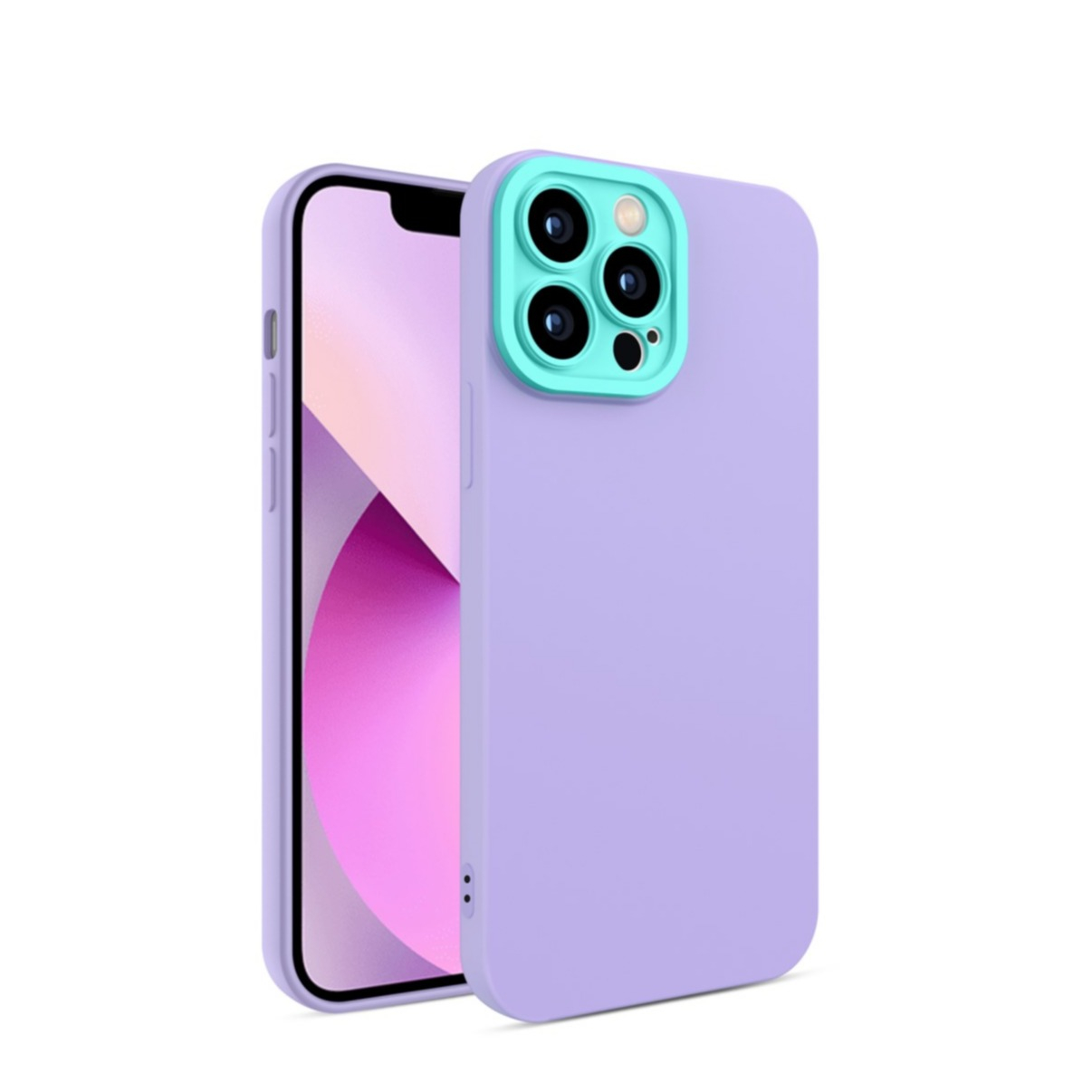 Image of iPhone 12 Pro Gummi Case Soft Touch Hülle + Kameraschutz - Lila / Türkis bei Apfelkiste.ch