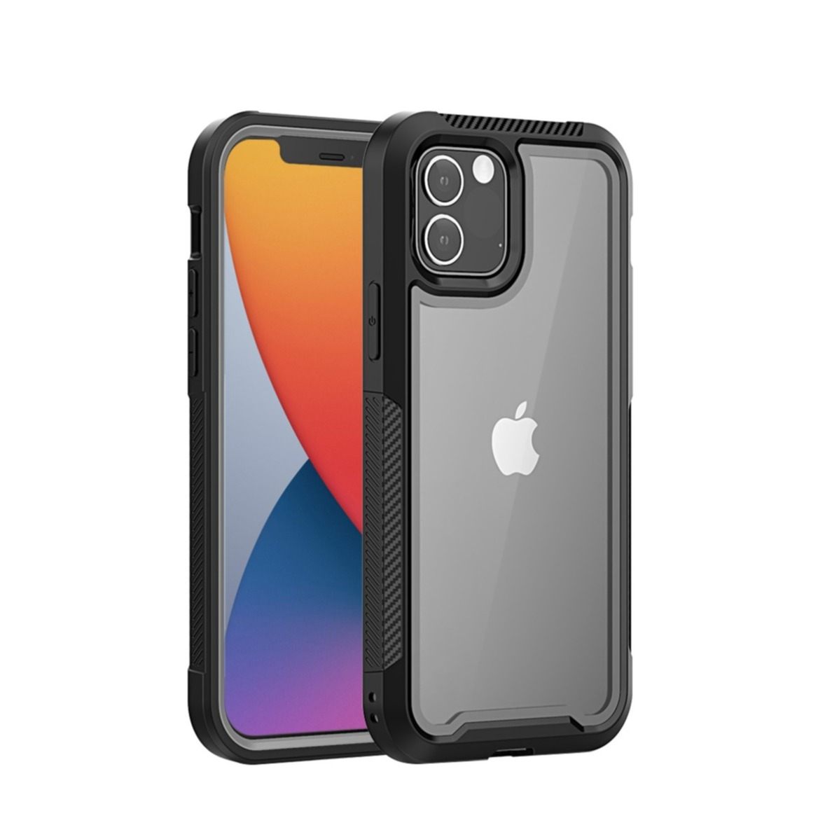 Image of iPhone 12 / iPhone 12 Pro Hybrid 2in1 Hülle Shock Proof + Acryl Rückseite - Schwarz bei Apfelkiste.ch