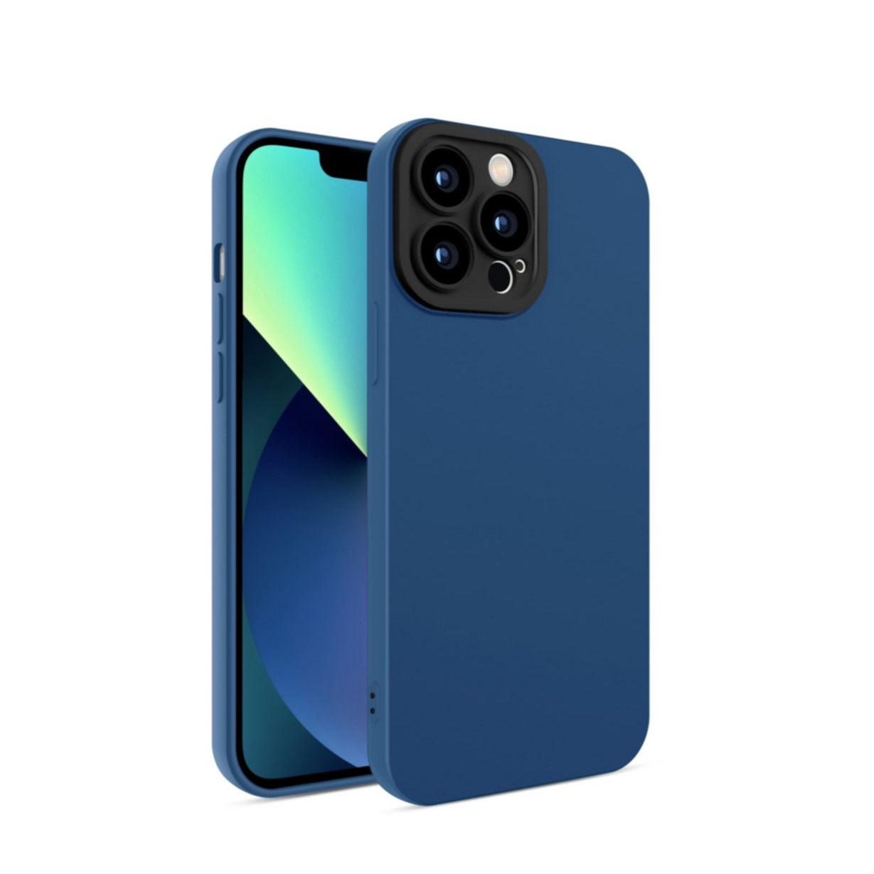 Image of iPhone 12 Pro Max Gummi Case Soft Touch Hülle + Kameraschutz - Blau / Schwarz bei Apfelkiste.ch