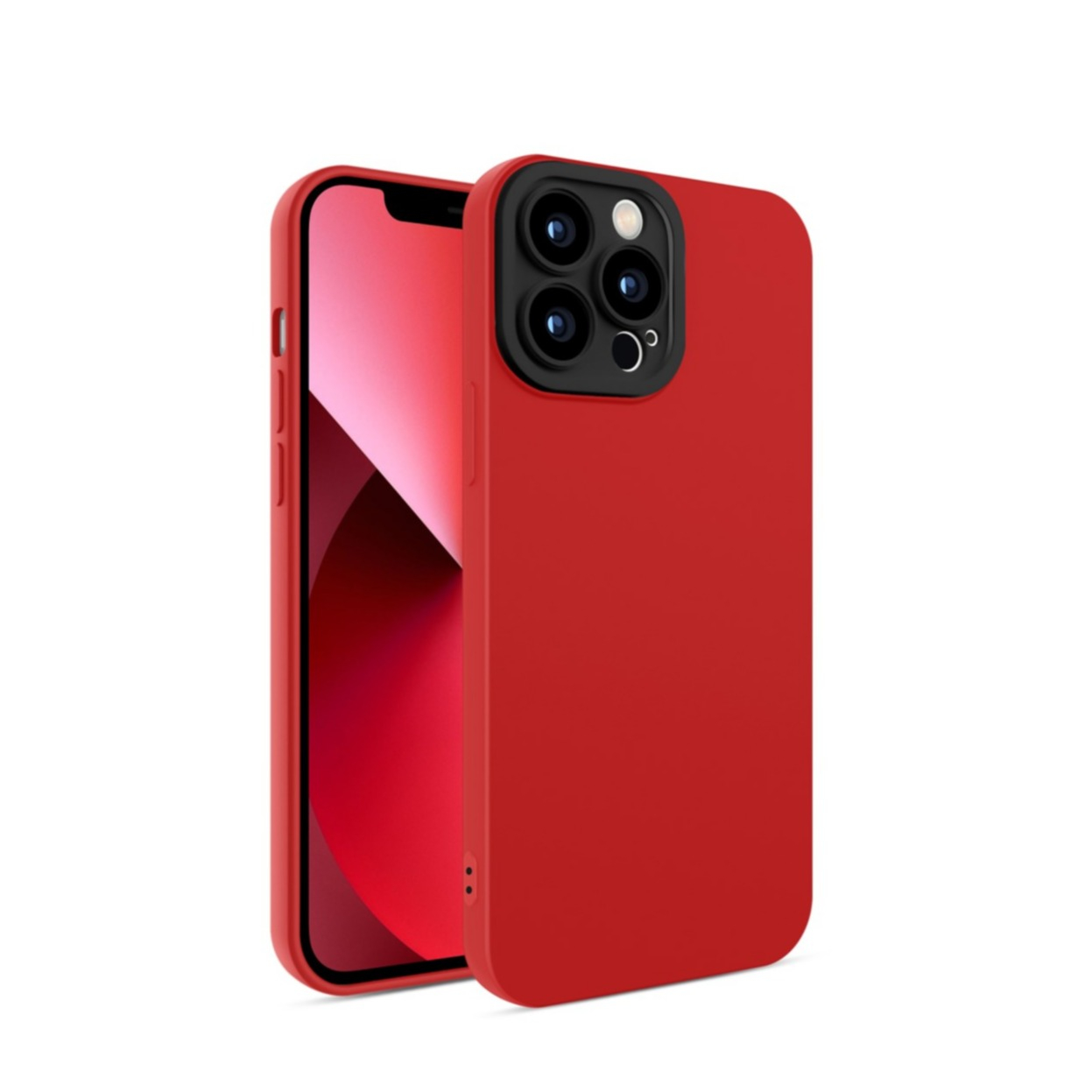 Image of iPhone 12 Pro Max Gummi Case Soft Touch Hülle + Kameraschutz - Rot / Schwarz bei Apfelkiste.ch