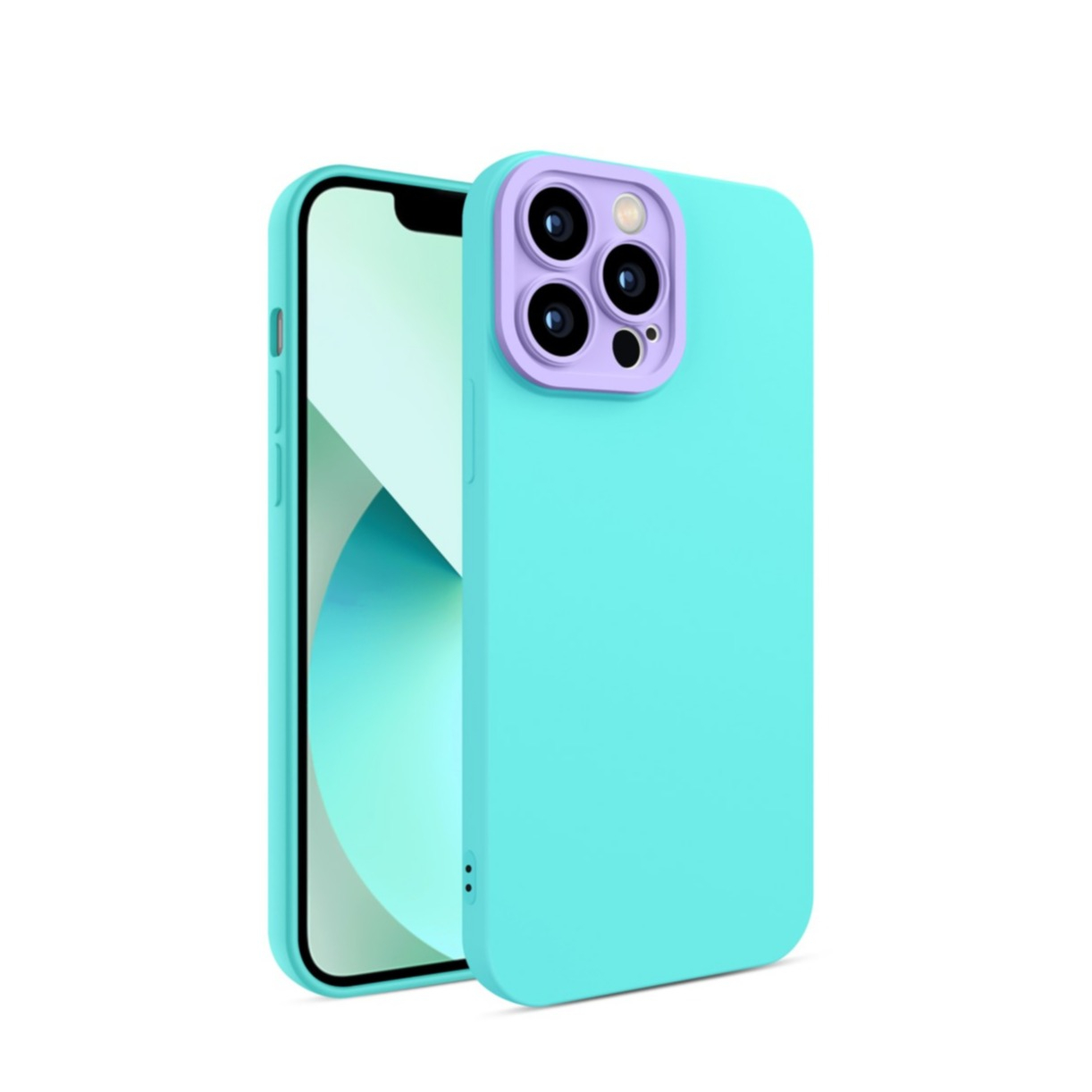 Image of iPhone 12 Pro Max Gummi Case Soft Touch Hülle + Kameraschutz - Türkis / Lila bei Apfelkiste.ch