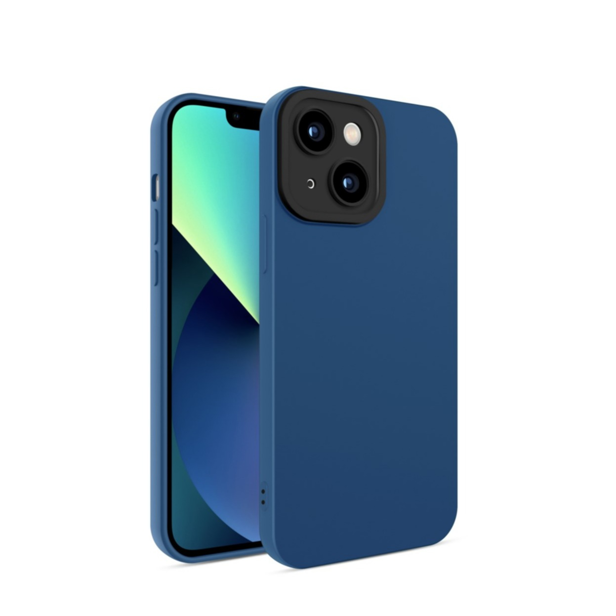 Image of iPhone 13 Gummi Case Soft Touch Hülle + Kameraschutz - Blau / Schwarz bei Apfelkiste.ch