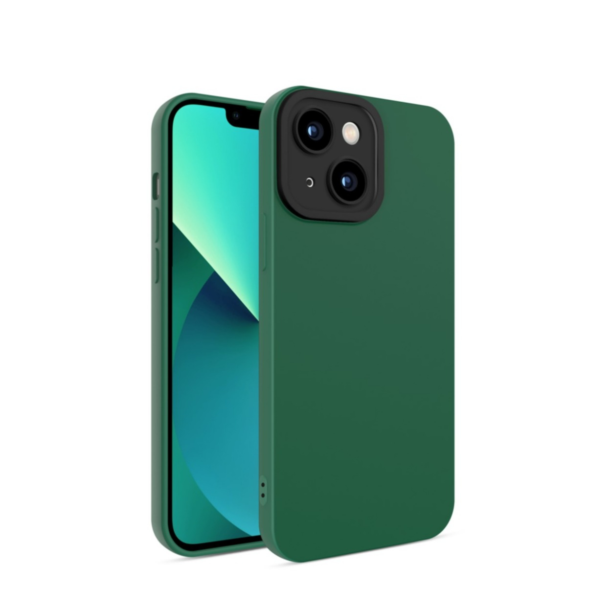 Image of iPhone 13 Gummi Case Soft Touch Hülle + Kameraschutz - Grün / Schwarz bei Apfelkiste.ch